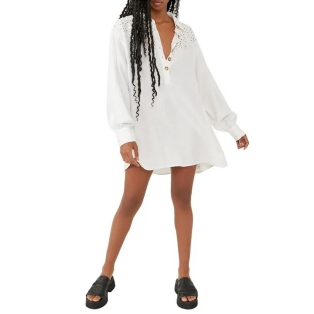 Free People Free-Est Rugby Mini Dress Ivory NWT XS